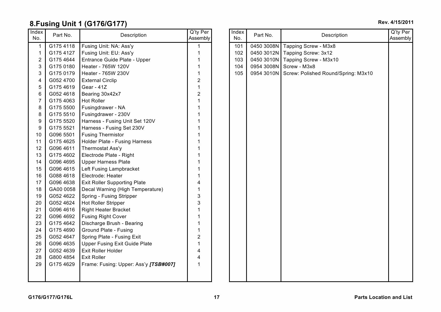 RICOH Aficio SP-4100N 4110N 4100NL G176 G177 G176L Parts Catalog-5